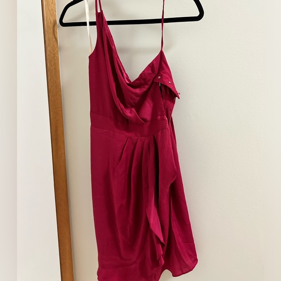 BCBG Satin Dress One Shoulder Pink - Picture 1 of 4